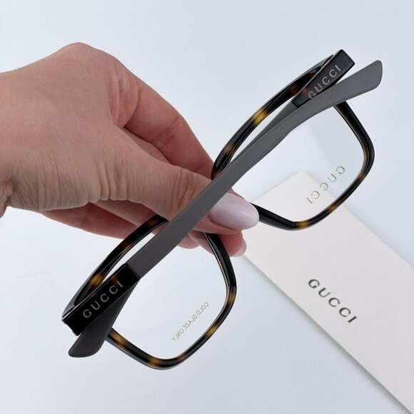 Gucci GG1738O 002 BRAND NEW Eyeglasses Havana Grey Unisex Square - Picture 3 of 9
